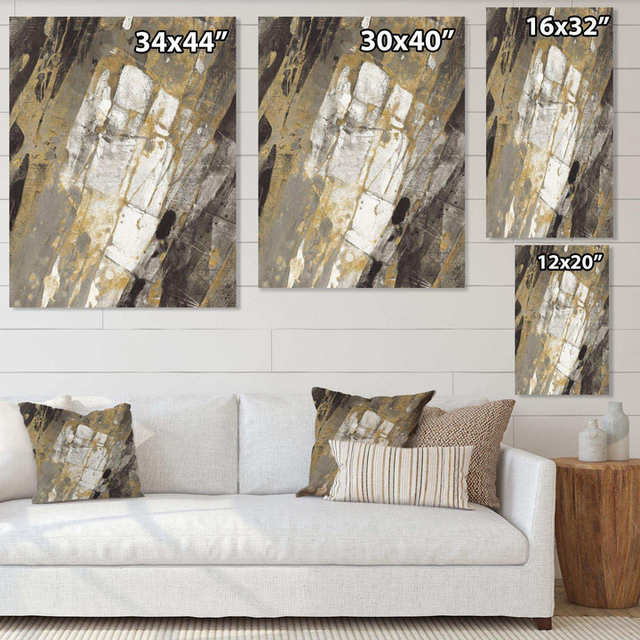 Gold, Black and White Hanpainted Abstract - Traditional Wall Art Prints