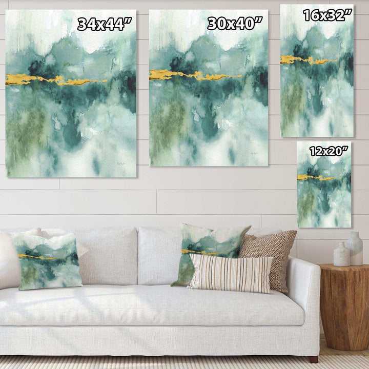Blue Watercolor Impression with Gold - Traditional Living Room Wall Decor