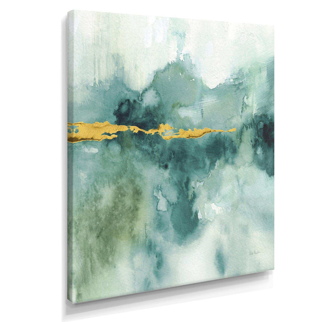 Blue Watercolor Impression with Gold - Traditional Living Room Wall Decor