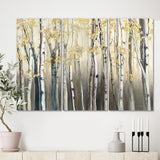 Golden Birch Forest I Landscapes Premium Canvas Wall Art - 36x28 - 3 Panels
