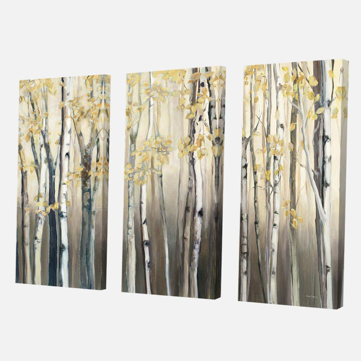 Golden Birch Forest I - Landscapes Multi-Panels Wall Art 3 Prints