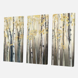 Golden Birch Forest I Landscapes Premium Canvas Wall Art - 36x28 - 3 Panels