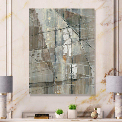 Silver and Beige Abstract - Modern Bedroom Wall Art