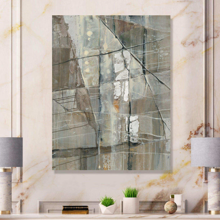 Silver and Beige Abstract - Modern Bedroom Wall Art