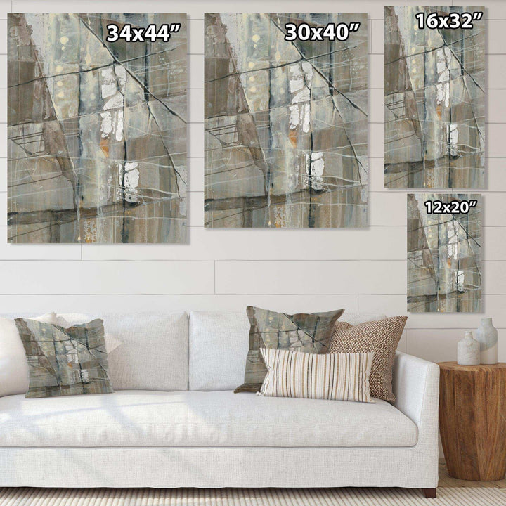 Silver and Beige Abstract - Modern Bedroom Wall Art