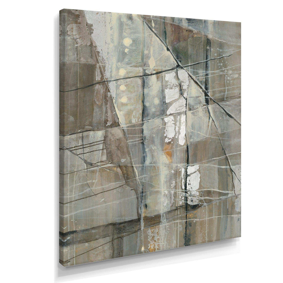 Silver and Beige Abstract - Modern Bedroom Wall Art