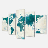 Discover the World Map in Blue Multi-Panels