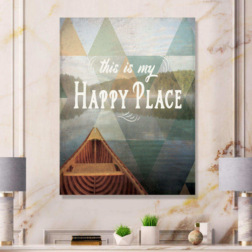 Lake House Happy Quote - Traditional Living Room Wall Decor