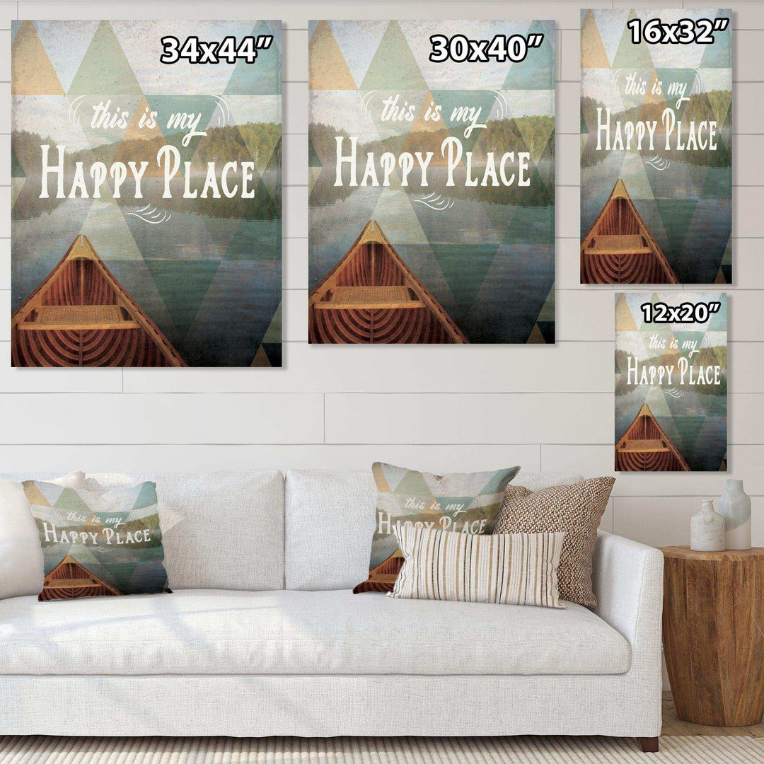 Lake House Happy Quote - Traditional Living Room Wall Decor