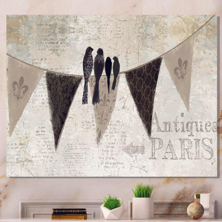 French Bird Flea Market - Vintage Canvas Wall Art