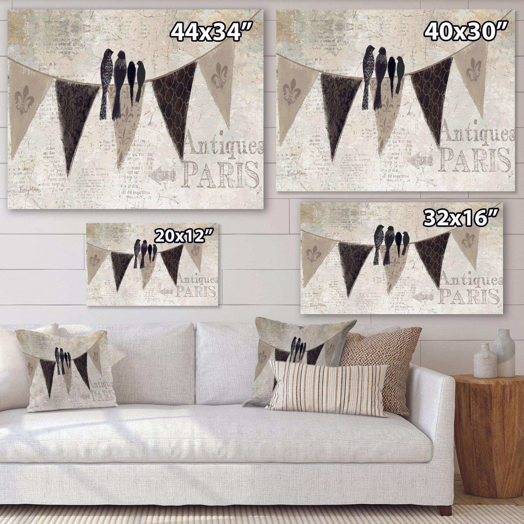French Bird Flea Market - Vintage Canvas Wall Art
