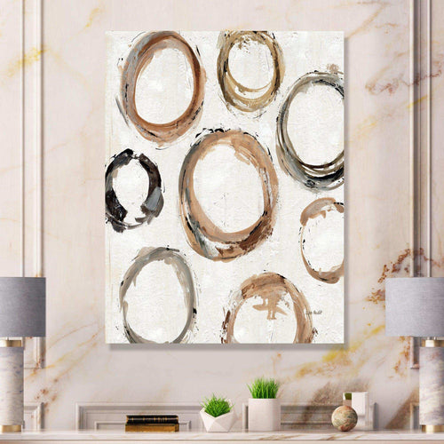 Geometric Circle Natural Balance I - Mid-Century Modern Living Room Wall Decor