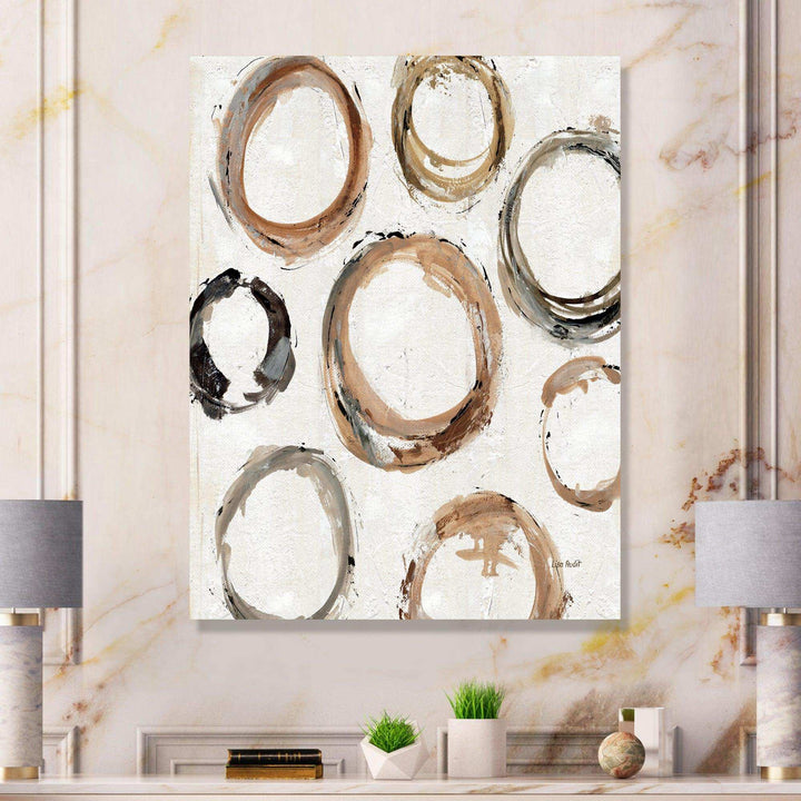 Geometric Circle Natural Balance I - Mid-Century Modern Living Room Wall Decor