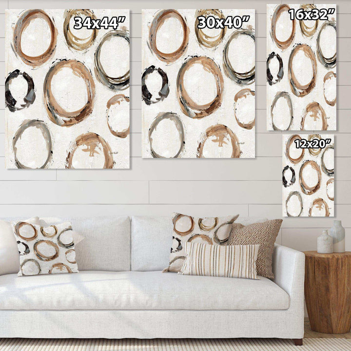 Geometric Circle Natural Balance I - Mid-Century Modern Living Room Wall Decor