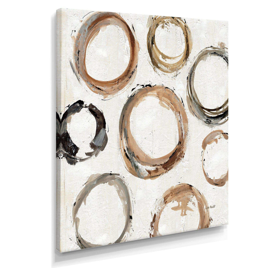 Geometric Circle Natural Balance I - Mid-Century Modern Living Room Wall Decor