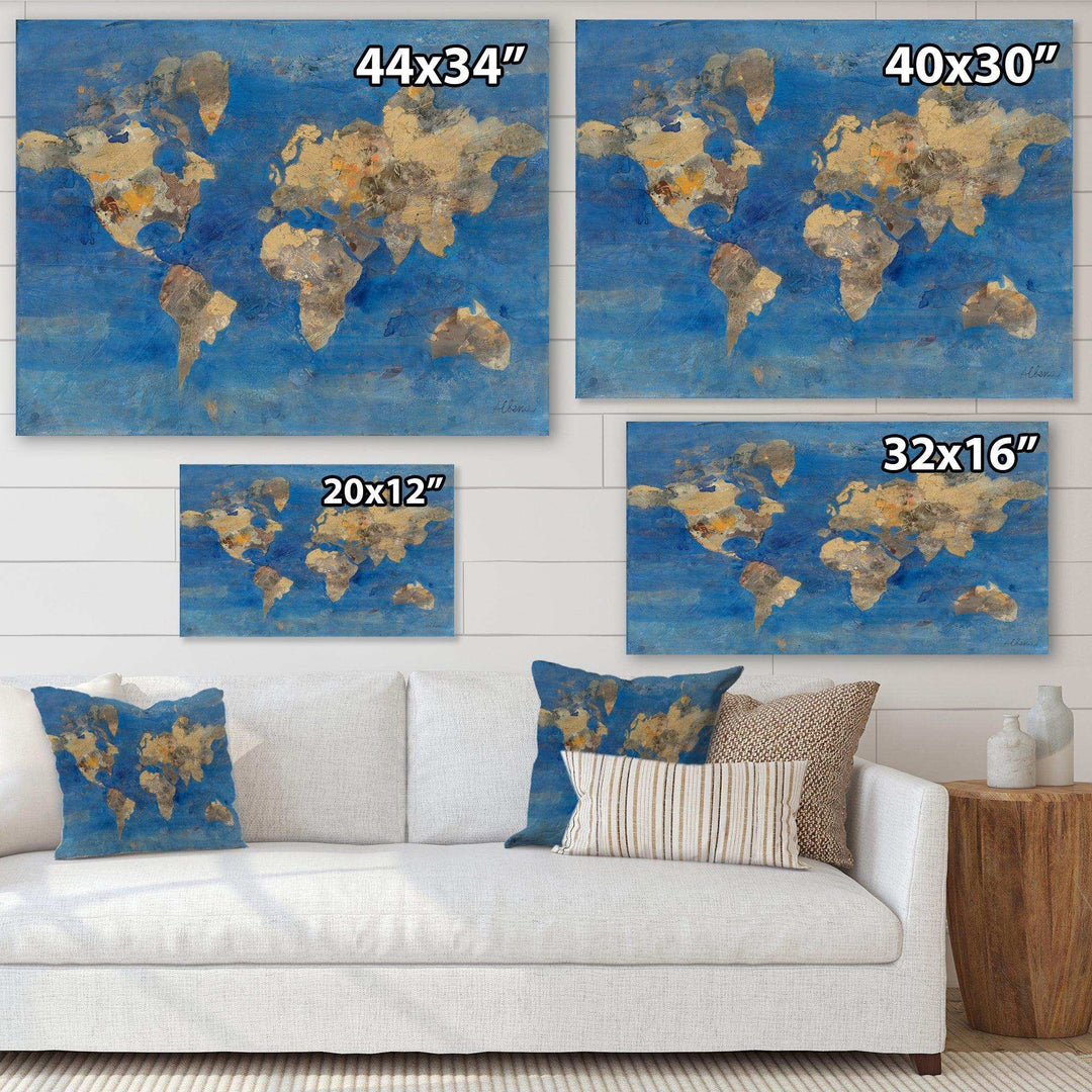 Golden Blue World Map