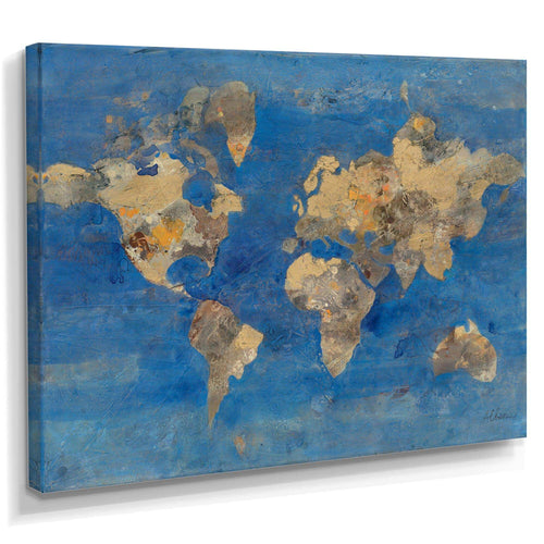 Golden Blue World Map