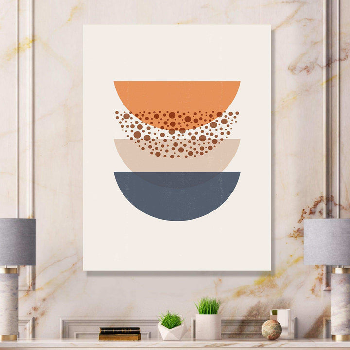 Abstract Sun &amp; Moon Geometrics In Blue &amp; Orange Canvas Canvas