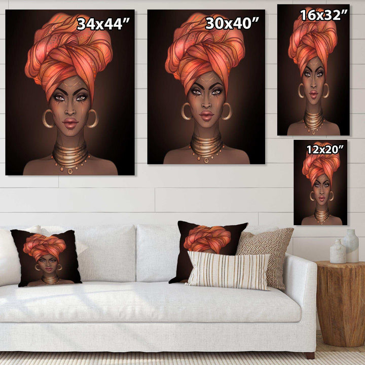 African American Woman with Turban V - Modern Living Room Wall Decor