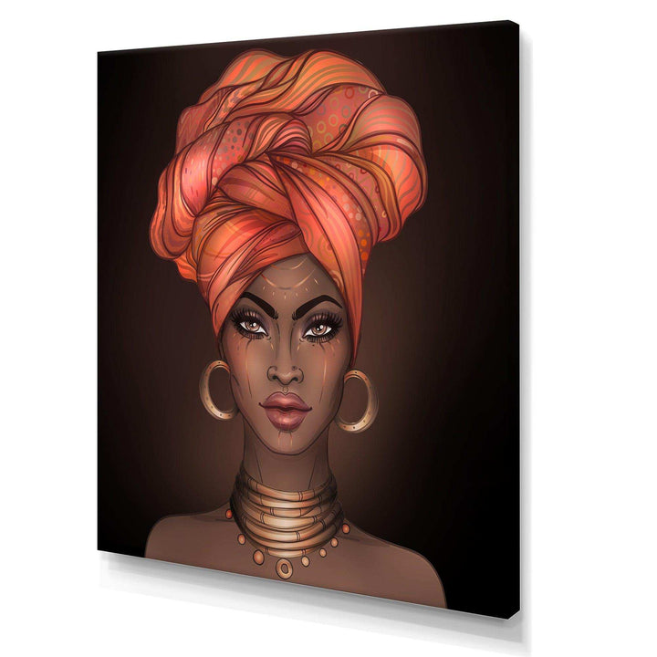African American Woman with Turban V - Modern Living Room Wall Decor