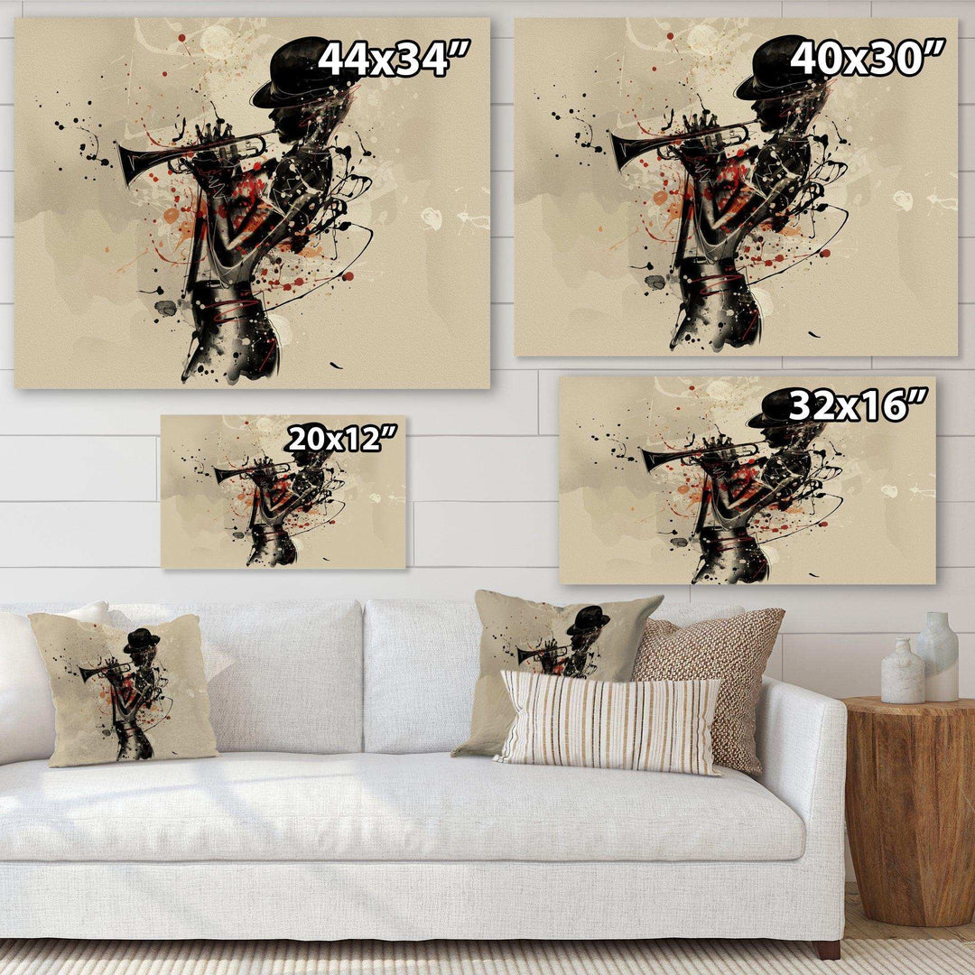 Woman Playing Jazz Trumpet - Modern Bedroom Wall Art