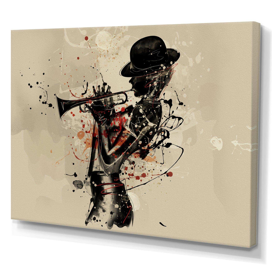 Woman Playing Jazz Trumpet - Modern Bedroom Wall Art
