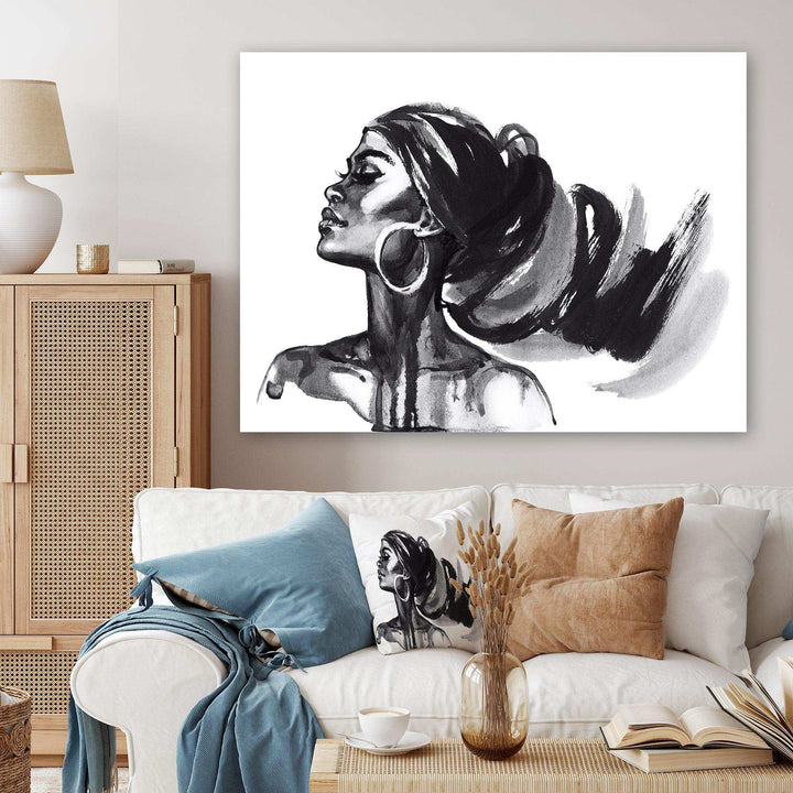 Monochrome Portrait of African American Woman IV - Modern Bedroom Wall Art