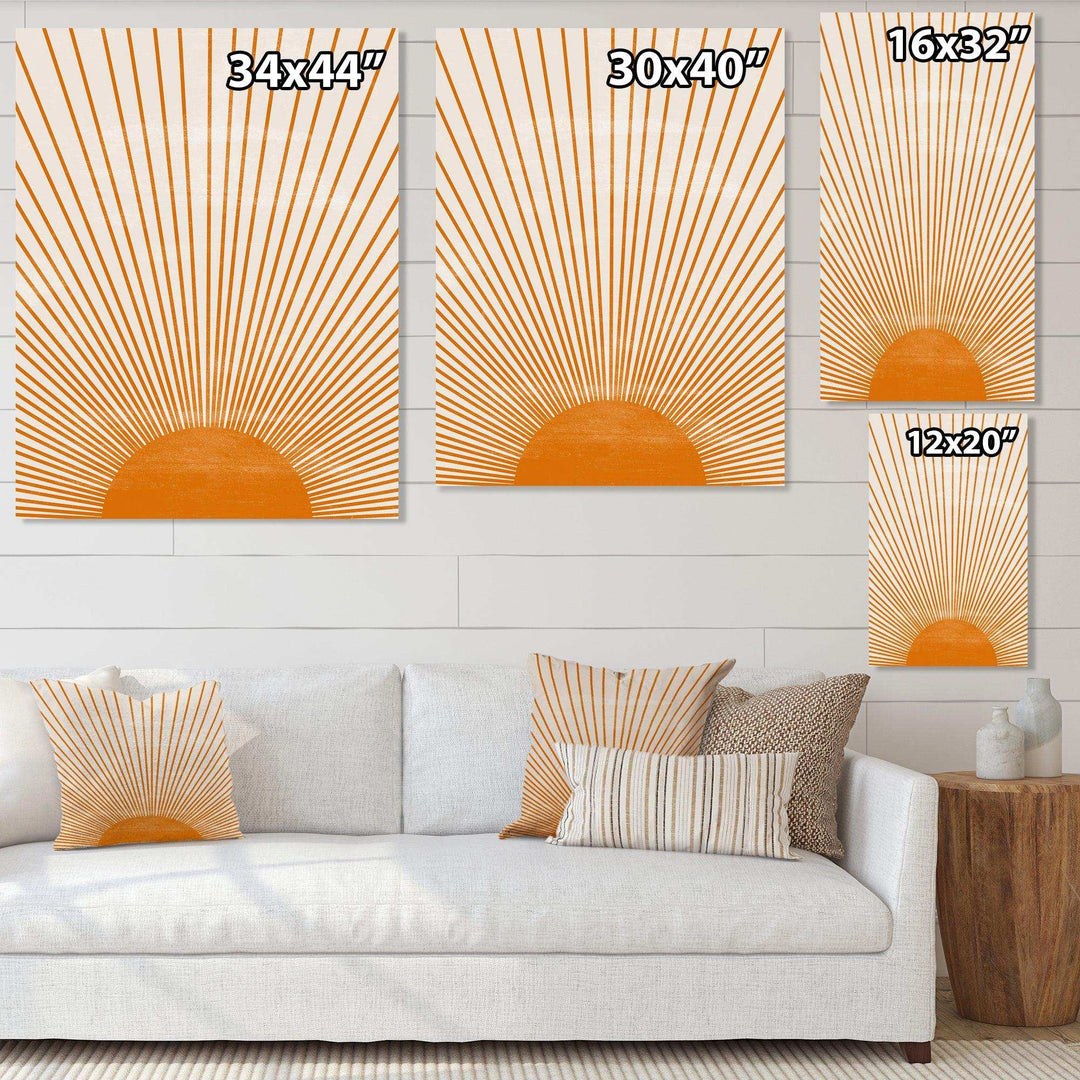 Designart Orange Sun Print III - Modern Bedroom Wall Art