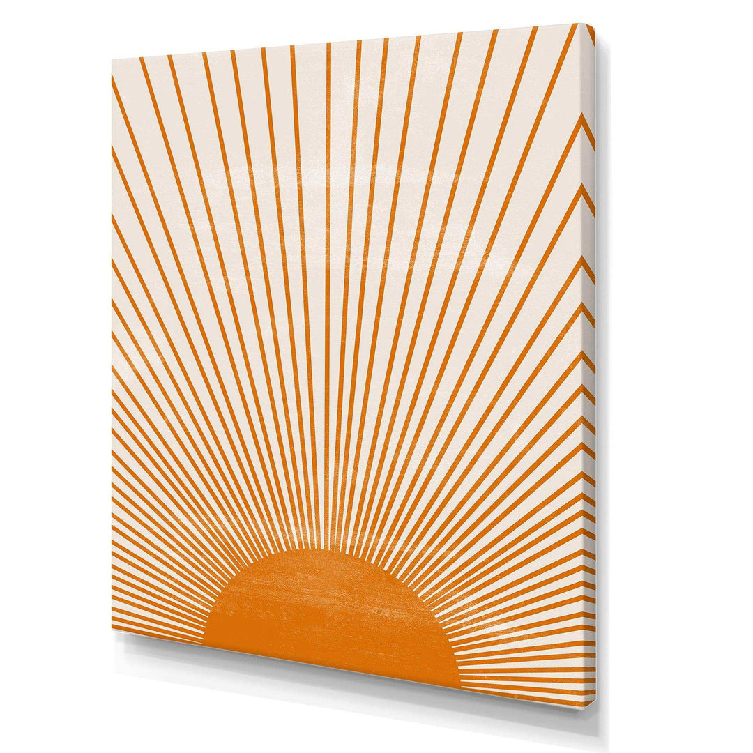 Designart Orange Sun Print III - Modern Bedroom Wall Art