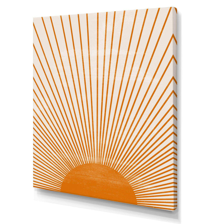 Designart Orange Sun Print III - Modern Bedroom Wall Art