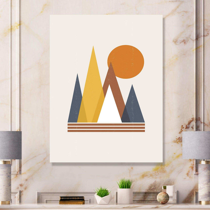 Mountain Abstract and Sun - Modern Canvas Wall Art