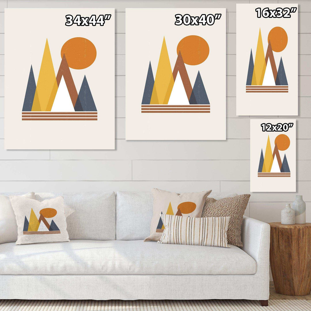 Mountain Abstract and Sun - Modern Canvas Wall Art
