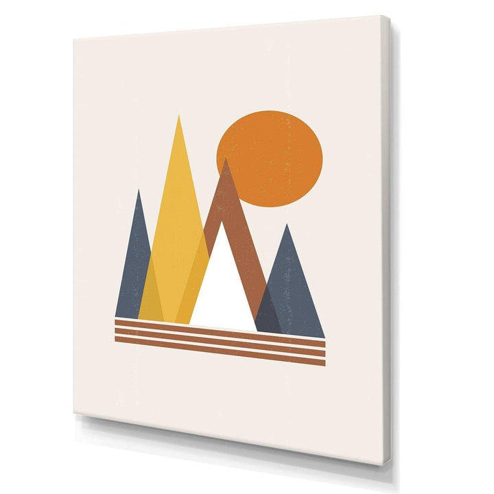 Mountain Abstract and Sun - Modern Canvas Wall Art