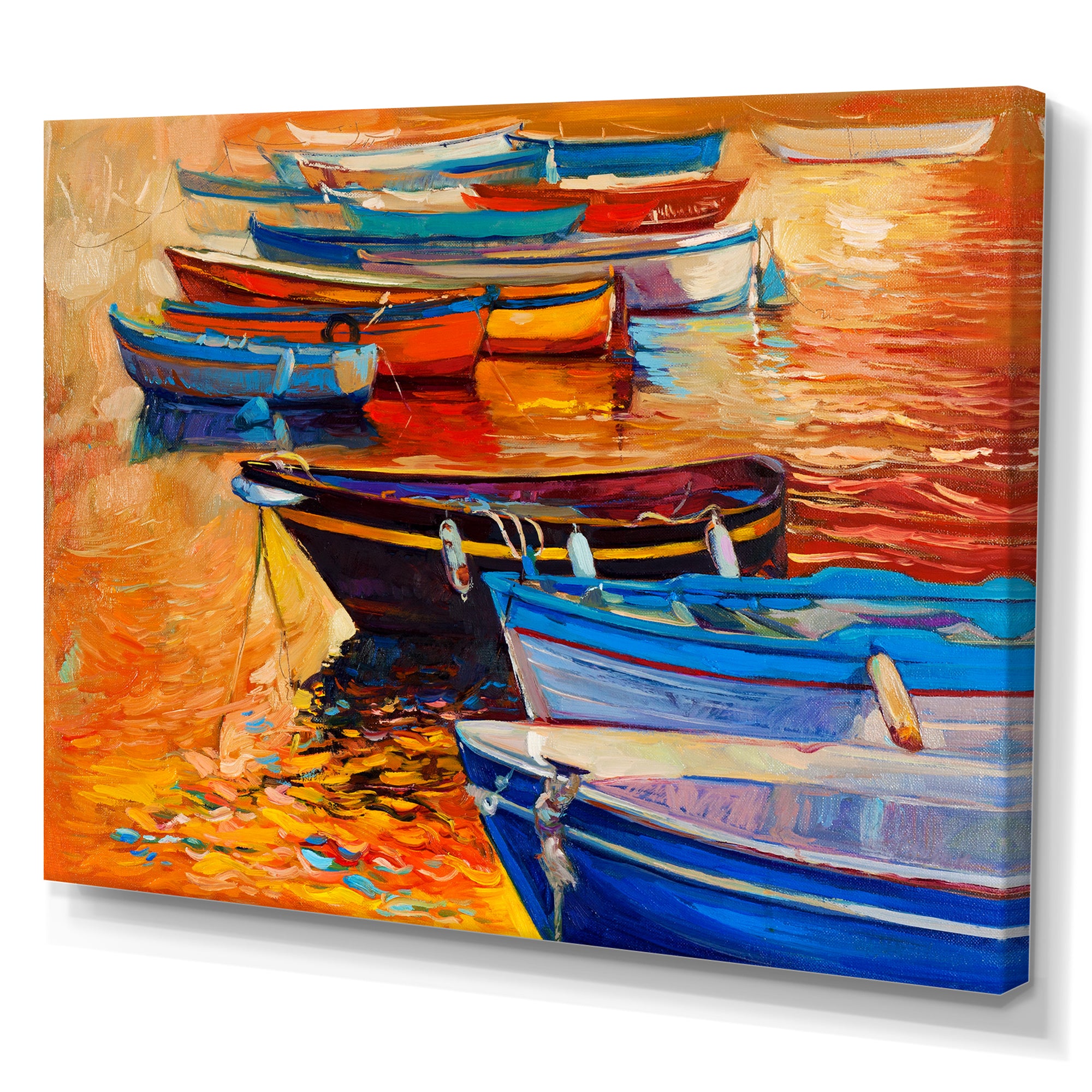 Boats In The Harbor During Warm Colourd Sunset I