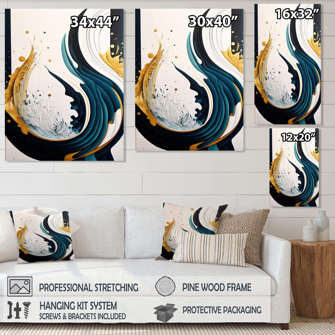 Blue And Gold Modern Art Abstract Painting VI - Modern Bedroom Wall Art