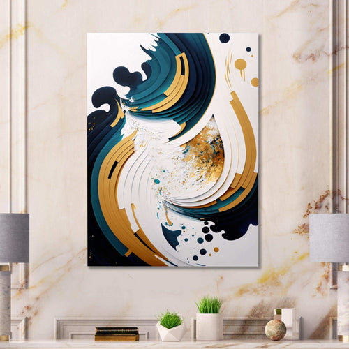 Blue And Gold Modern Art Abstract Painting VII - Modern Wall Art Prints