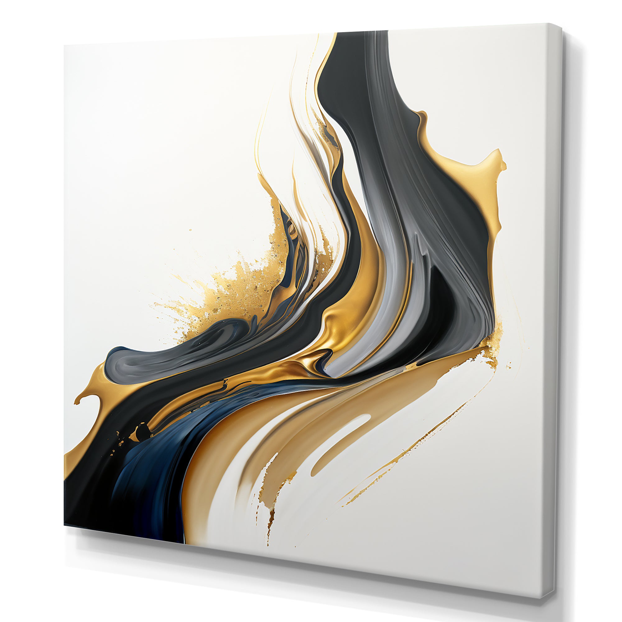 Black, White And Gold Liquid Art II