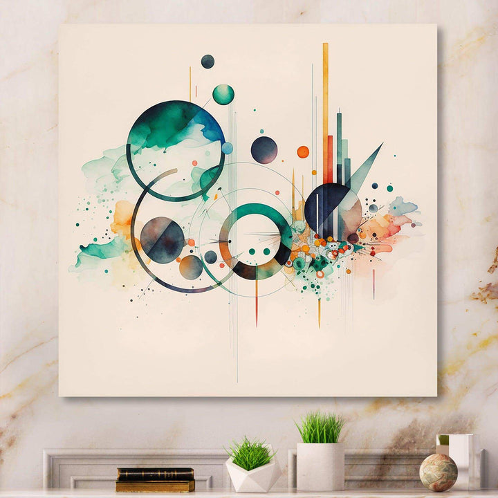 Multi-Color Watercolor Geometric Art II - Modern Bedroom Wall Art