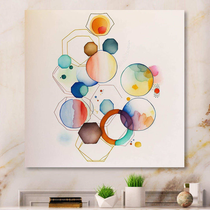 Multi-Color Circular Abstract II - Modern Living Room Wall Decor