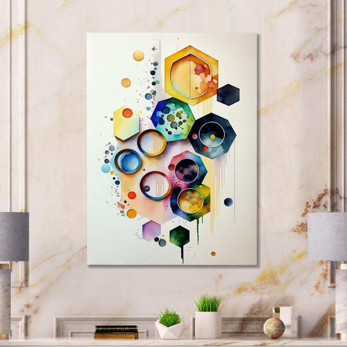 Hexagon And Circular Abstract II - Modern Canvas Wall Art