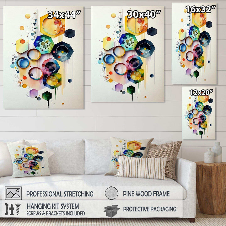 Hexagon And Circular Abstract II - Modern Canvas Wall Art