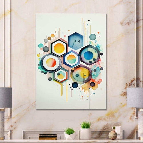 Hexagon And Circular Abstract III - Modern Living Room Wall Decor