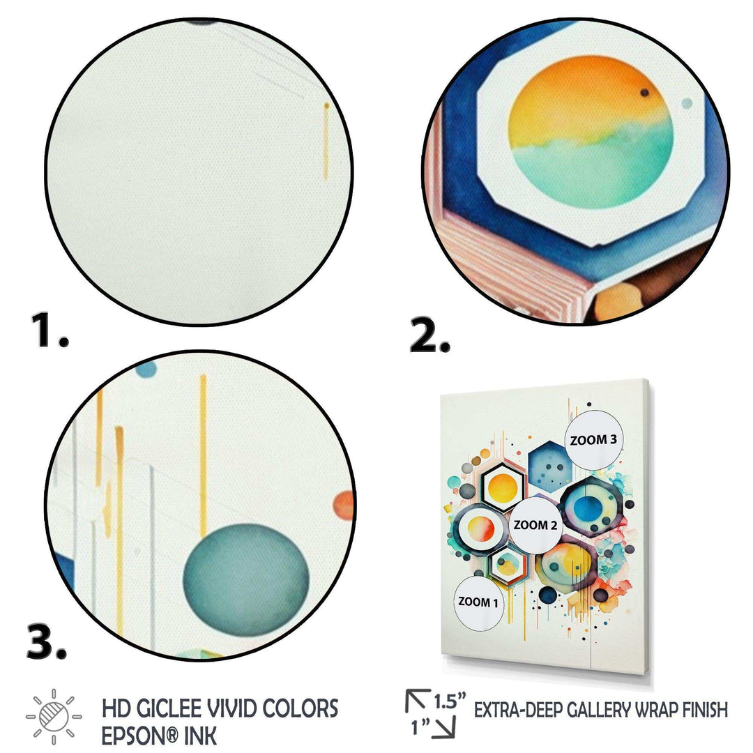 Hexagon And Circular Abstract III - Modern Living Room Wall Decor