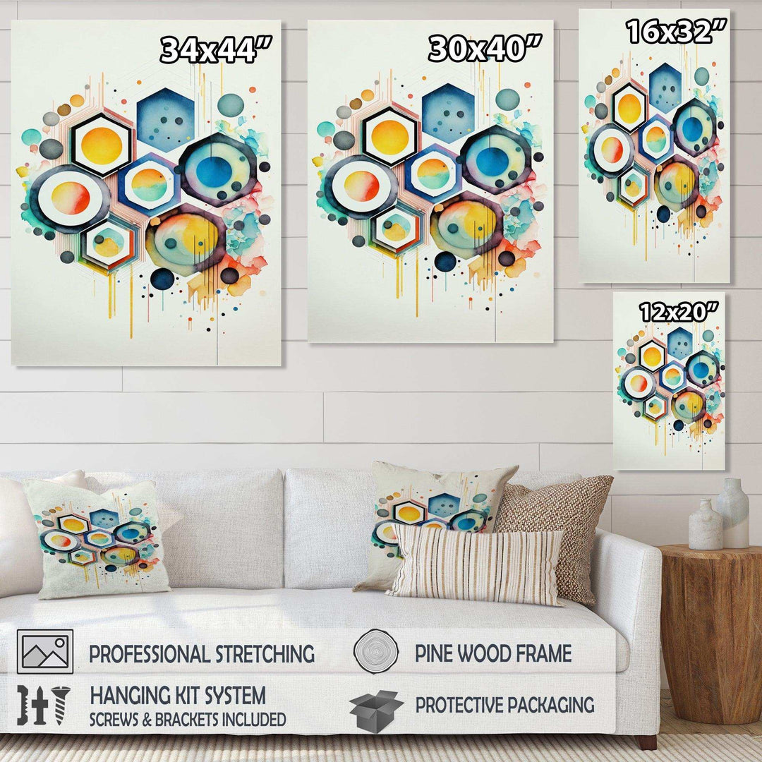 Hexagon And Circular Abstract III - Modern Living Room Wall Decor