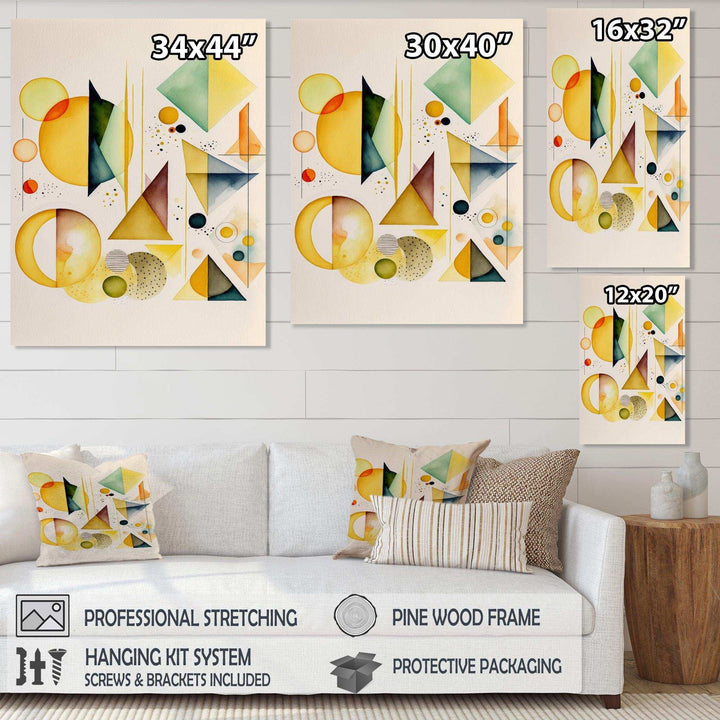 Yellow Multi Shape Abstract I - Modern Bedroom Wall Art