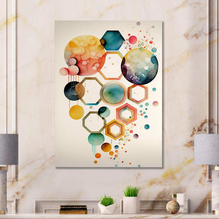 Hexagon And Circular Abstract V - Modern Wall Art Prints