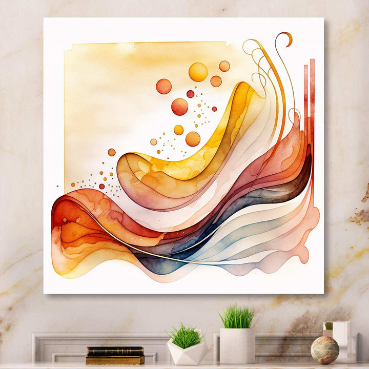 Warm Minimalist Waves  - Modern Canvas Wall Art