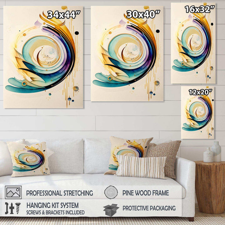 Colorful Watercolor Spiral  - Modern Canvas Wall Art