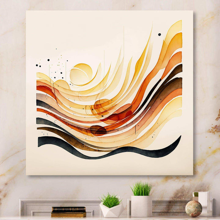 Burnt Orange Waves Abstract IV - Modern Bedroom Wall Art