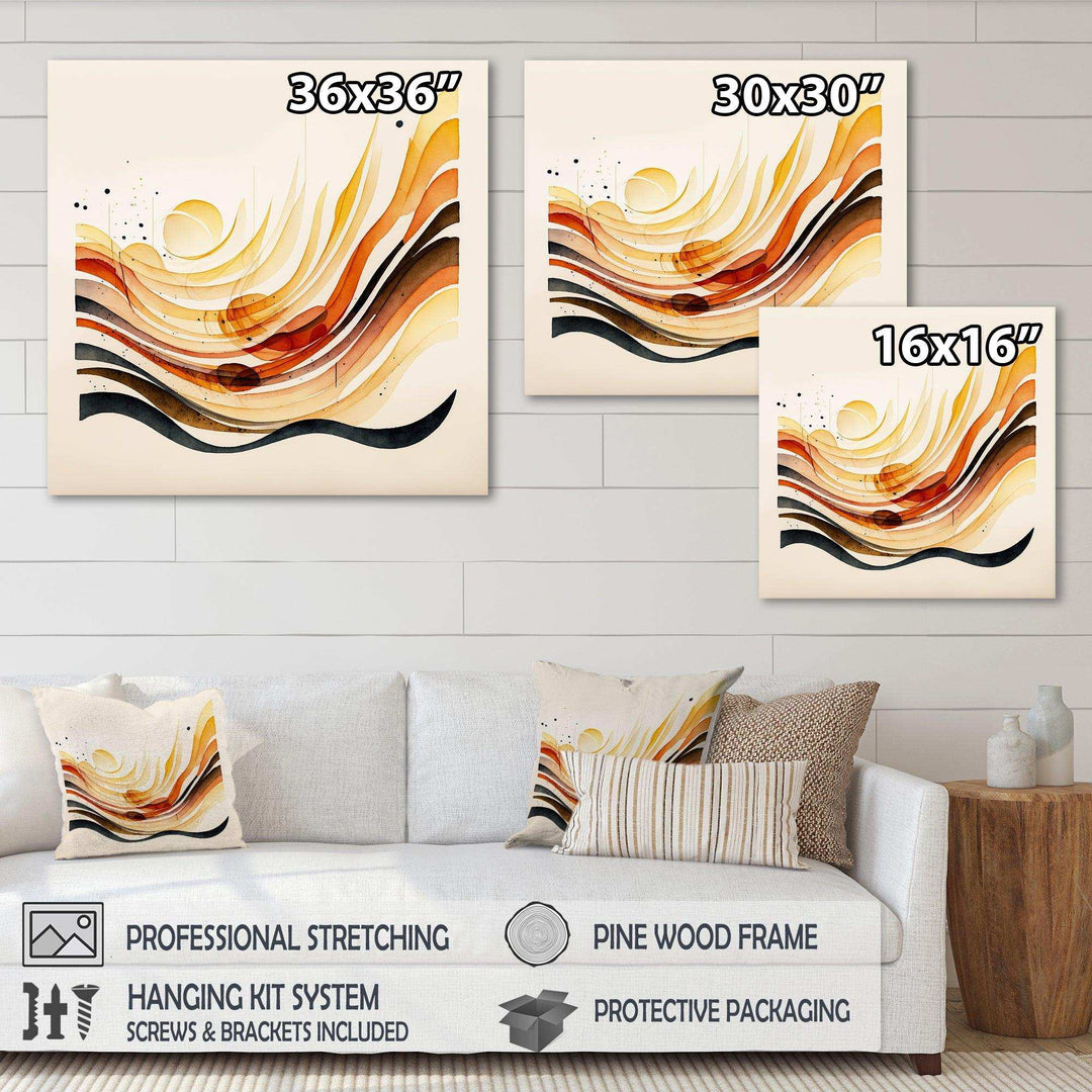 Burnt Orange Waves Abstract IV - Modern Bedroom Wall Art